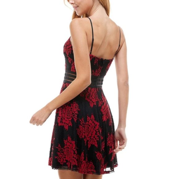 CITY STUDIO Red Black Lace Party Prom Mini Dress - Sz 3 - NEW w/ TAGS NWT - Picture 2 of 9